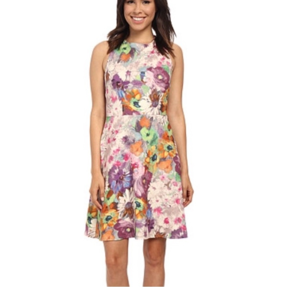 Adrianna Papell Floral Print Sleeveless Fit & Flare Dress – Size 16